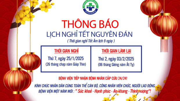 ​ THÔNG BÁO LỊCH NGHỈ TẾT NGUYÊN ĐÁN 2025  ​